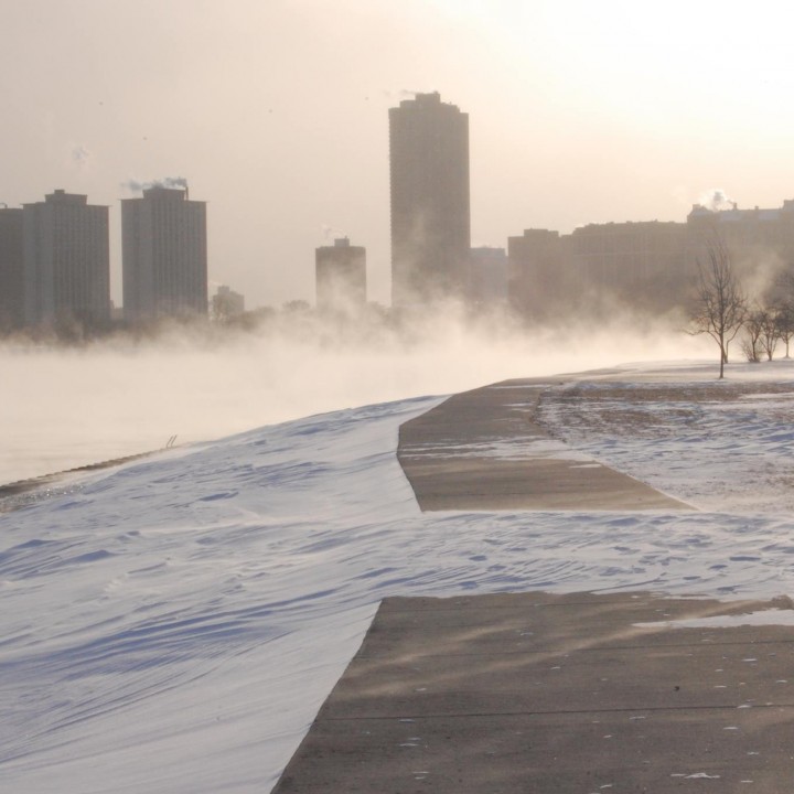 Montrose Harbor, Edgewater Skyline, subzero weather
